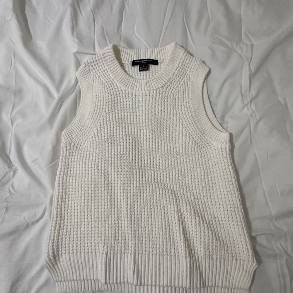 French Connection Cream Sleeveless Knit Sweater